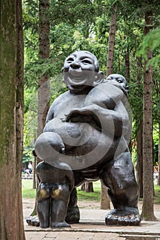 Numerous giant size stone statue at Nami Island Seoul South Korea