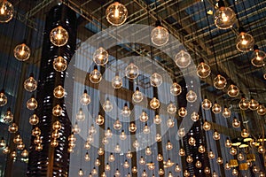 numerous of lamps hanging from ceiling in the