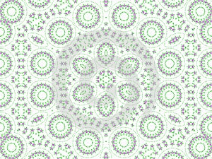 Numerous, small, green-purple chain-like circles on a white background