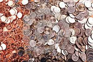 Numismatic background of uncirculated cents nickels and quarters