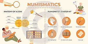 Numismatics Flat Infographic