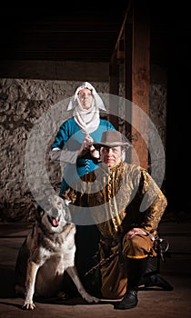 Medieval Characters with Dog photo