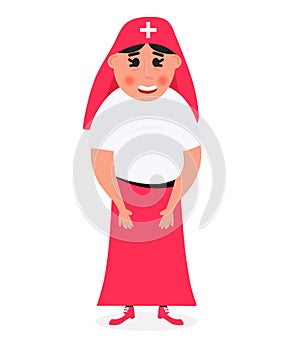 Nun cartoon character. Vector illustration on white background