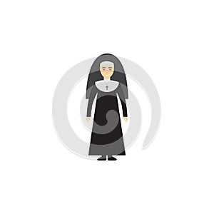 nun cartoon illustration. Element of profession cartoon icon for mobile concept and web apps. Colored nun flat illustration can be