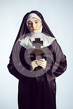 Nun with cross