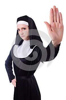 Nun isolated on white background