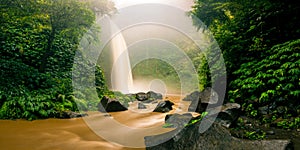 Nungnung Waterfall cascade hidden in the tropical jungle Bali