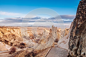 Nunnery volcanic rock landscape at Goreme Open air museum, Cappadocia, Turkey