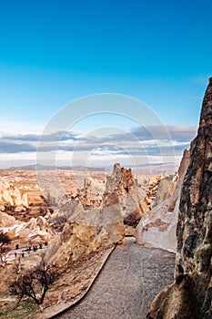 Nunnery volcanic rock landscape at Goreme Open air museum, Cappadocia, Turkey