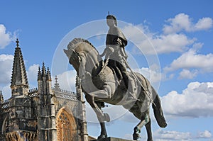 Nuno Alvares Pereira statue in front of Batalha Monastery