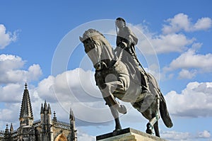 Nuno Alvares Pereira statue in front of Batalha Monastery