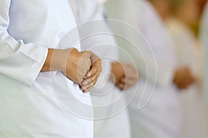 Nuns, female priests walking meditation in prayer