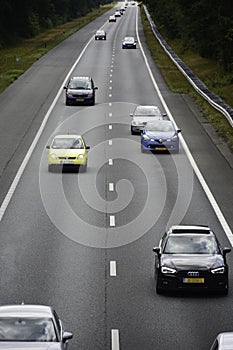 Nunspeet, the Netherlands, August 04, 2019: Cars pass by on the highway