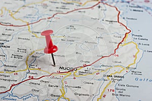 Nuoro pinned on a map of Italy photo