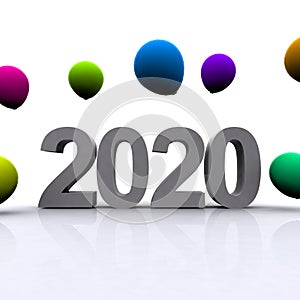 Nuovo Anno 2020 con palloncini colorati photo