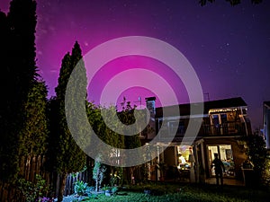 Nupaky, Czech republic - May 10, 2024 - Aurora Borealis above Nupaky by Prague photo