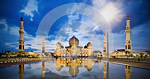 An-Nur Mosque, The Great Mosque in Pekanbaru, Riau, Indonesia.