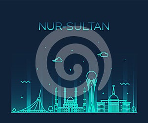 Nur-Sultan Astana skyline Kazakhstan a vector city