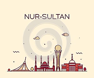 Nur-Sultan Astana skyline Kazakhstan a vector city