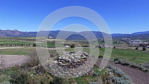 Nuraghe in Sardinia seen with drone