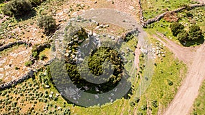 Nuraghe in Sardinia seen with drone