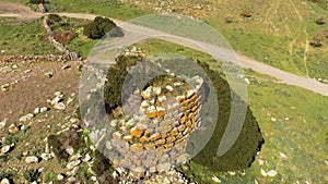 Nuraghe in Sardinia seen with drone