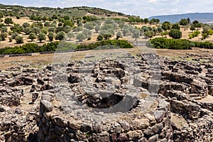 Nuragic ruins of the archaeological site of Barumini in Sardinia