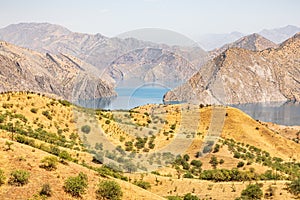 Nurek Reservoir on the Kyzylsu River