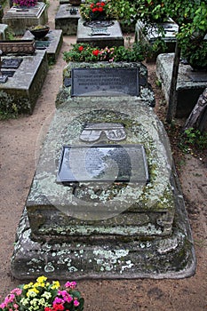 Nuremberg, Germany - August 27, 2023: Grave of German painter Albrecht Durer in Johannisfriedhof cemetery