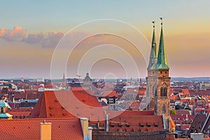 Nuremberg-Germany- beautiful sunset aerial view