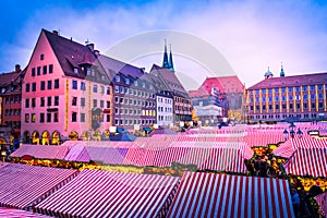 Nuremberg, Germany. Christkindlesmarkt one of the oldest Christmas markets. Bavaria touristic background photo