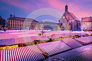 Nuremberg, Germany. Christkindlesmarkt one of the oldest Christmas markets. Bavaria touristic background photo