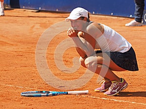 Nuremberg, Germany - May 25, 2019: Kazach tennis player Yulia Putintseva winning the final at the Euro 250.000 WTA