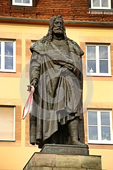 Nuremberg, Germany - October 21, 2025: Sculpture of Albrecht Duerer, a famous German painter