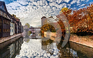 Nuremberg-Germany-old town-river mirror cityscape