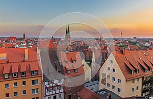 Nuremberg-Germany- orange sunset panorama
