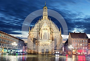 Nuremberg Hauptmarkt - cathedral  , Bavaria, Germany