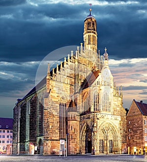 Nuremberg Hauptmarkt - cathedral , Bavaria, Germany