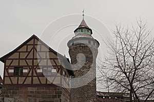 The Nuremberg Imperial Castle Keiserburg and its Sinnwell tower from Holy Roman Empire - Nuremberg, Germany