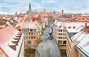 Nuremberg (Nuernberg), Germany-aerial view -snowy old town photo