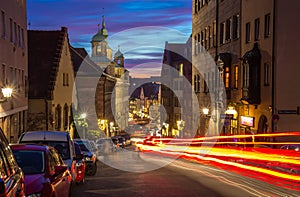 Nuremberg (Nuernberg), Germany-evening cityscape - traffic light photo