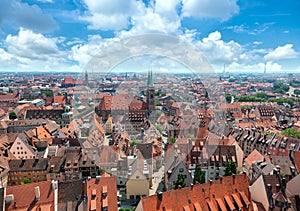 Nuremberg old town aerial panoramic view