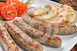 Nuremberg sausages or Bratwurst closeup