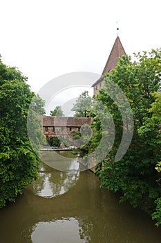 Schlayer tower in old fortification in Nuremberg, Germany