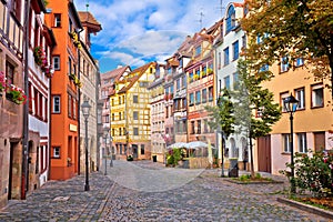 Nurnberg. Famous Weissgerbergasse historic street in Nuremberg old town view