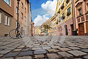 Nurnberg. Famous Weissgerbergasse historic street in Nuremberg old town view