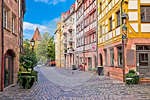 Nurnberg. Famous Weissgerbergasse historic street in Nuremberg old town view