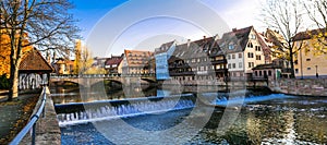 Nurnberg old town in autumn colors. Landmarks of Germany series.