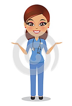 A nurse is wearing her uniform and smiling photo