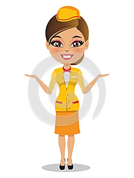 An airhostess is smiling in her uniform - Vector photo